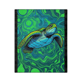 Vibrant Green Sea Turtle-Themed Velveteen Microfiber Blanket - 3 Sizes