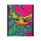 Swirling Sea Turtle-Themed Velveteen Microfiber Blanket - 3 Sizes