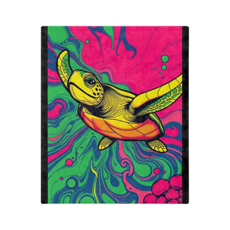 Swirling Sea Turtle-Themed Velveteen Microfiber Blanket - 3 Sizes