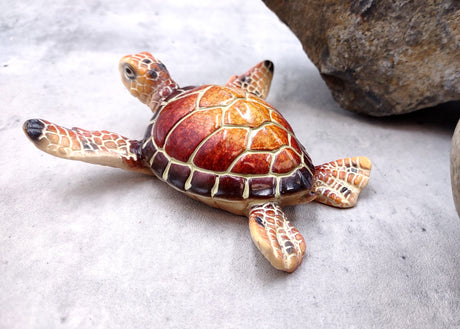 Brown Sea Turtle Figurine Painted Resin (1 turtle approx. 4 inches long) Brown Painted Resin Sea Turtle Figure for coastal home décor!