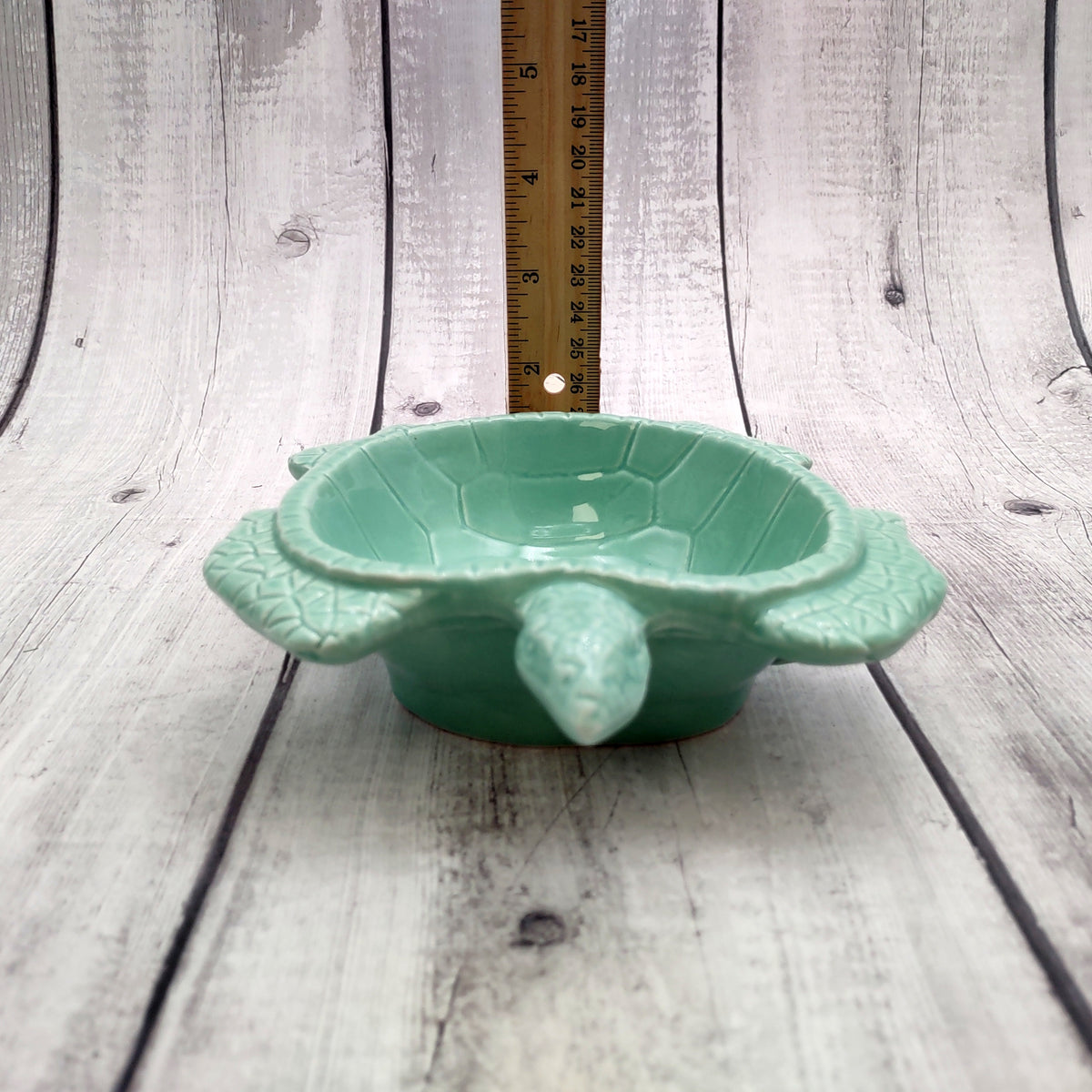 Sea Turtle Pastel Green Plate (1 dish approx. 6.75+ inches wide) Green Sea Turtle Ceramic Dish for coastal table charm display & kitchen accent