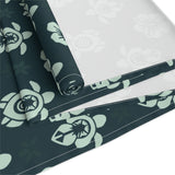 Dark Teal Sea Turtle and Floral Print Table Runner