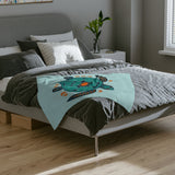 Blue Turtle-Themed Velveteen Microfiber Blanket - Great for living rooms, bedroom or the beach - 3 Sizes