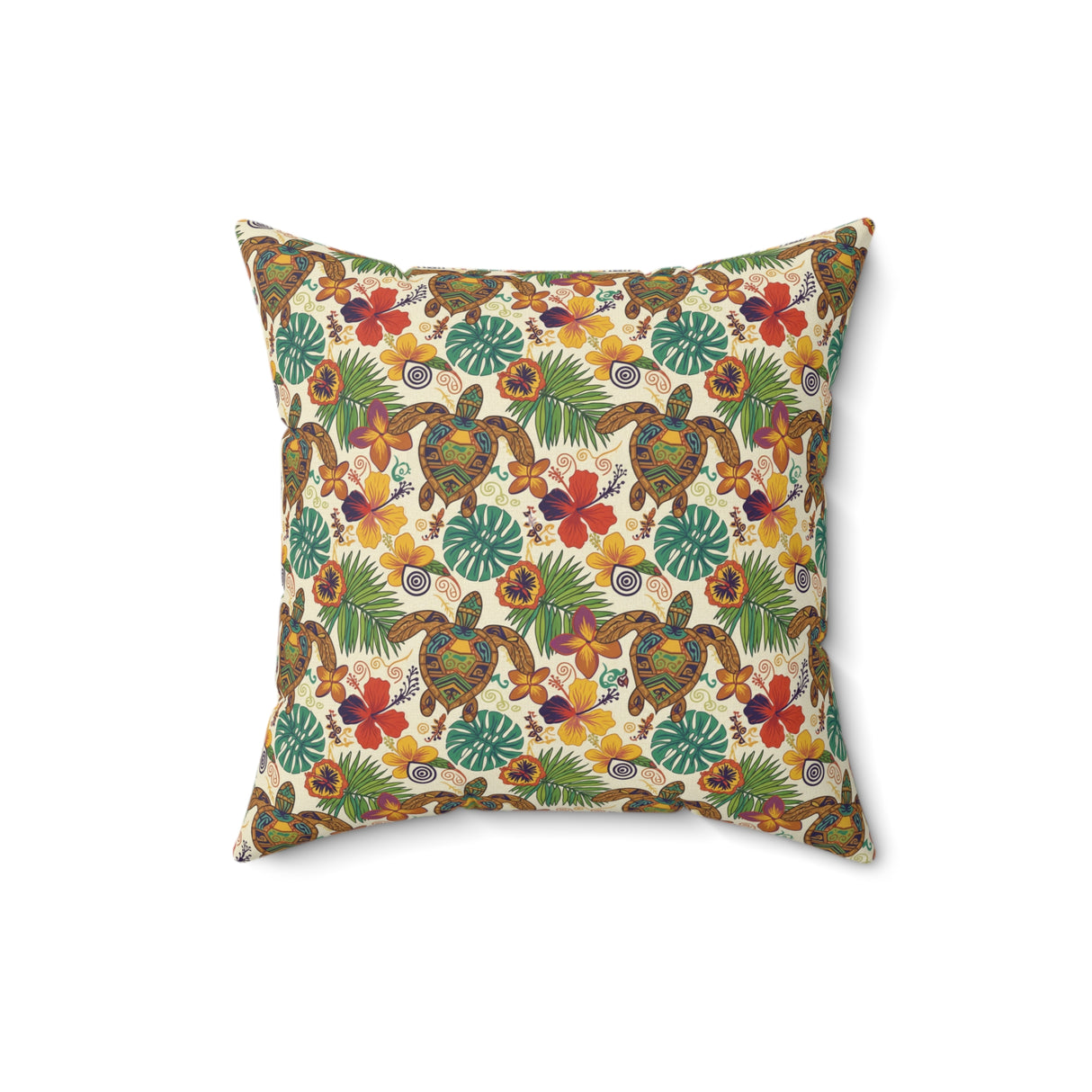 Tropical Pattern Sea Turtle Faux Suede Pillow - 4 sizes