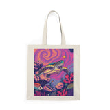 Trippy Purple and Pink Sea Turtle Design Natural Cotton Tote Bag