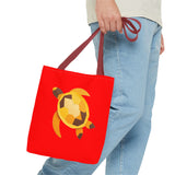 Red and Gold Collage Print Sea Turtle Tote Bag - 3 sizes