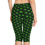 Dark Green Sea Turtle Capri Leggings