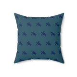 Monochrome Blue Sea Turtle Pillow, Faux Suede Pillow - 4 sizes