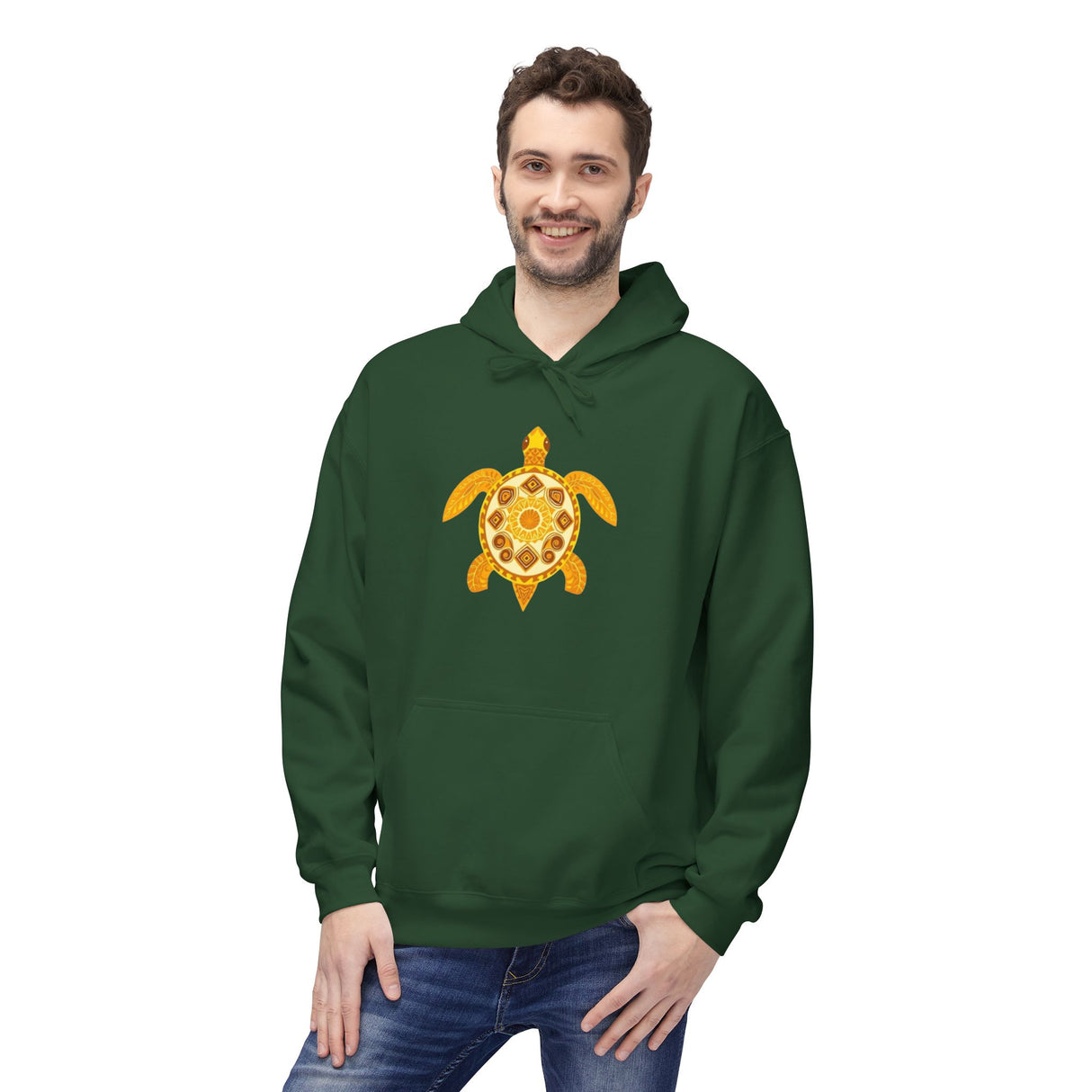 Gold Sea Turtle Hoodie - Comfy Unisex Fleece Sweatshirt - 4 Colors