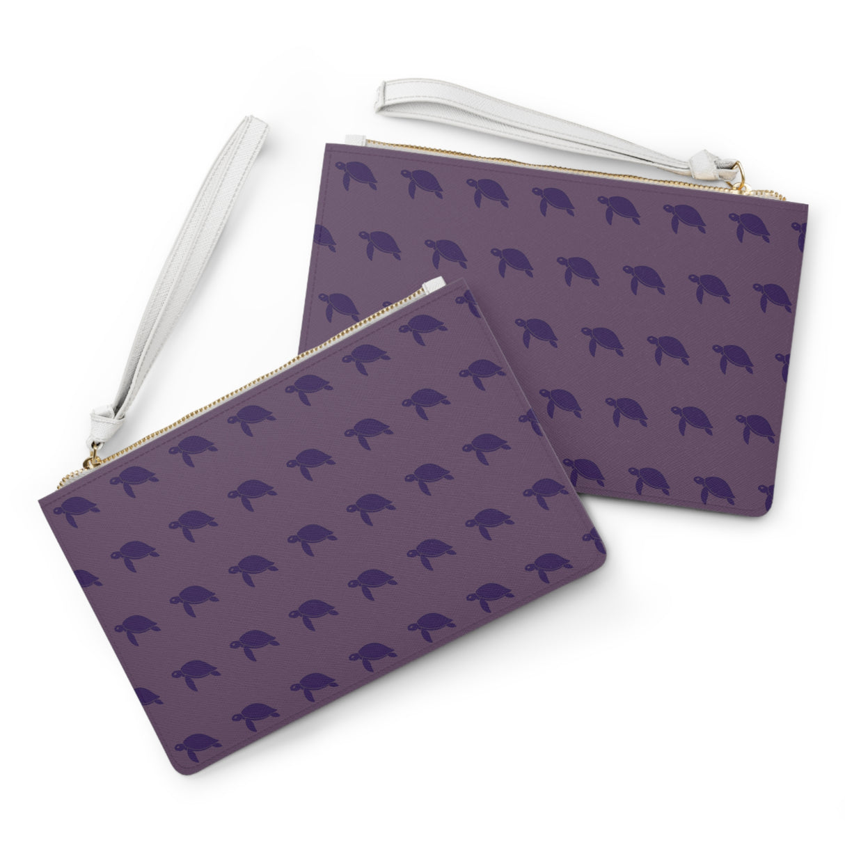 Purple Monochrome Stylish Sea Turtle Faux Leather Clutch Bag
