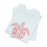 Red Tropical Flower Sea Turtle Graphic Tee - 5 Colors