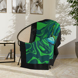 Vibrant Green Sea Turtle-Themed Velveteen Microfiber Blanket - 3 Sizes
