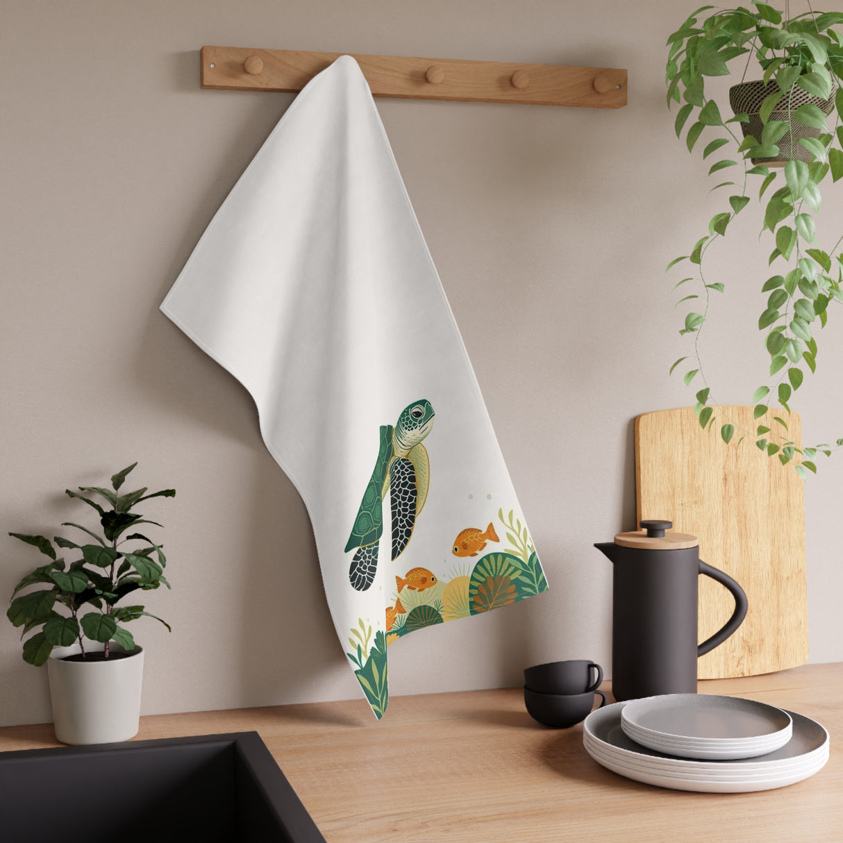 Homie Green Sea Turtle Tea Towel (cotton, poly)