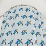 blue Stained Glass Style Sea Turtle Shower Curtains - Coastal Bathroom Decor