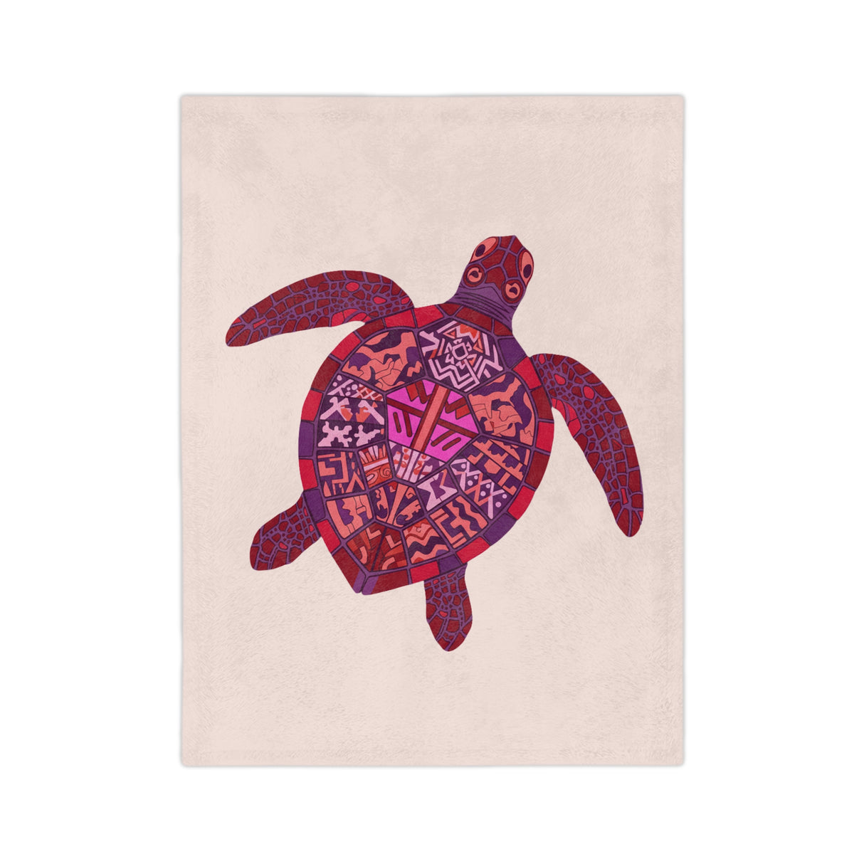 Peach and Purple Sea Turtle-Themed Velveteen Microfiber Blanket - 3 Sizes