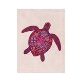 Peach and Purple Sea Turtle-Themed Velveteen Microfiber Blanket - 3 Sizes