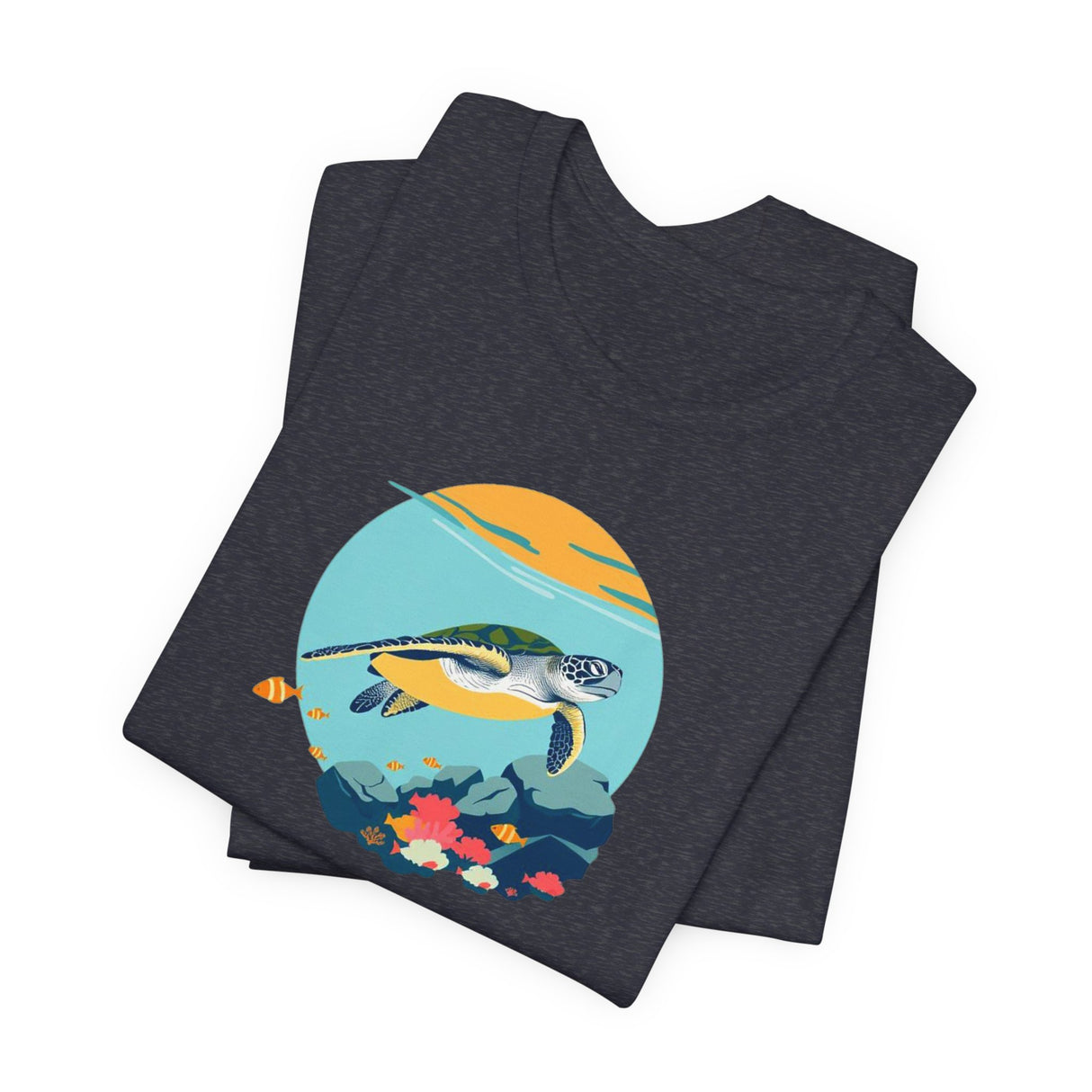 Sea Turtle At Sea Circle Design Unisex Jersey Short Sleeve Tee, Great Gift For Sea Turtle Lovers, Sea Turtle Shirt