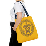 Gold and Purple Tropical Print Sea Turtle Tote Bag - 3 sizes