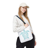White and Teal Tropical Flower Sea Turtle Tote Bag - 3 sizes