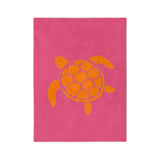 Pink and Orange Sea Turtle -Themed Velveteen Microfiber Blanket - 3 Sizes