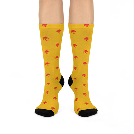 Yellow and Red Sea Turtle Cushioned Crew Socks