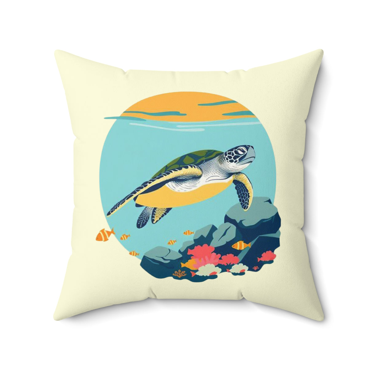 Swimming Sea Turtle Faux Suede Pillow, Coastal Home Decor, Boho Accent Cushion, Beach House Accent, Sea Turtle Decor
