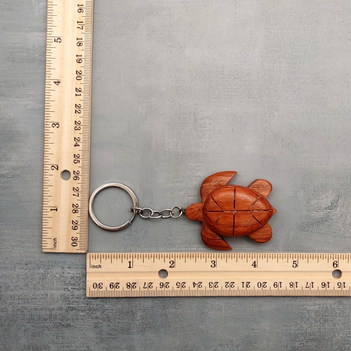 Handmade Koa Wood Sea Turtle Keychain (1 keychain approx. 2.5+ inches) Wooden Sea Turtle Keychain for gifting or decorative charm!