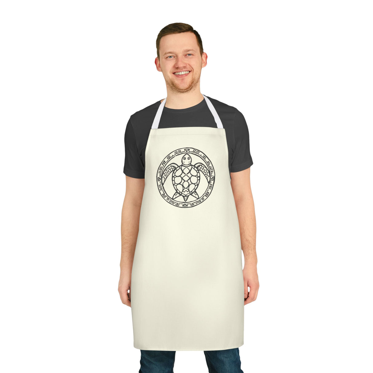 Off White Sea Turtle Apron, Colorful Kitchen Gift for Chefs, Artsy Cooking Attire, Fun Gift for Foodies, Unique BBQ Apron
