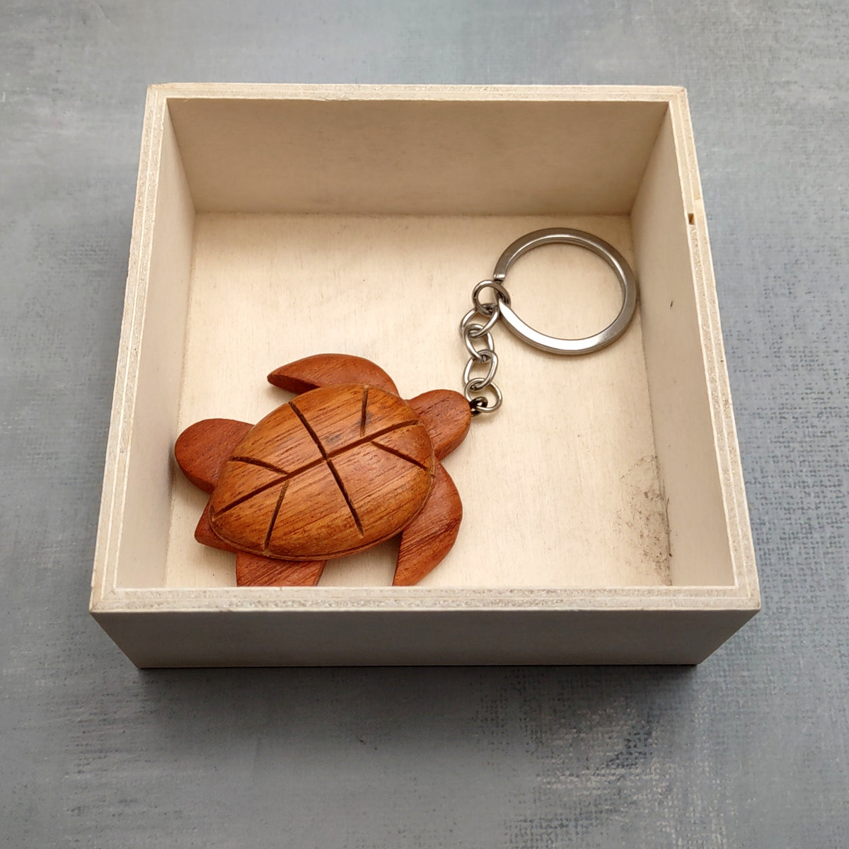 Handmade Koa Wood Sea Turtle Keychain (1 keychain approx. 2.5+ inches) Wooden Sea Turtle Keychain for gifting or decorative charm!