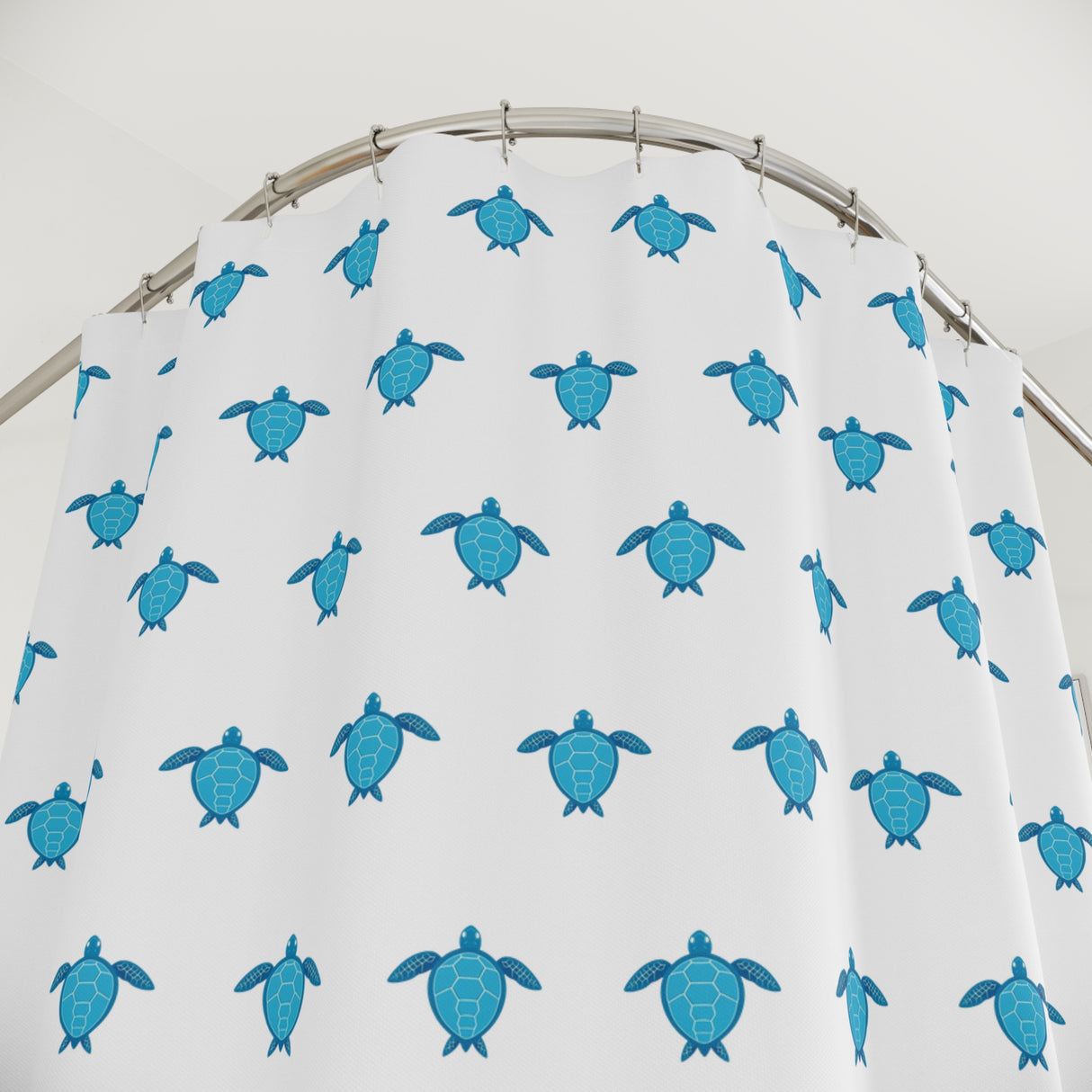 Fun Blue Sea Turtle Shower Curtains - Coastal Bathroom Decor