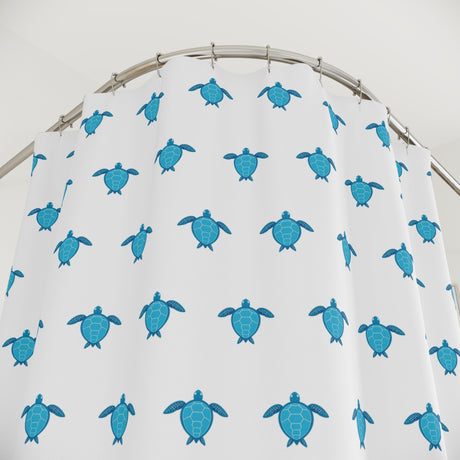 Fun Blue Sea Turtle Shower Curtains - Coastal Bathroom Decor