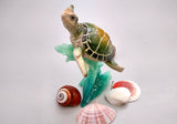 Green Sea Turtle Figurine Riding A Wave (One figure approx. 5+ inches long) Wonderful sea life décor for your home or office!