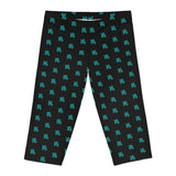 Black and Teal Sea Turtle Capri Leggings