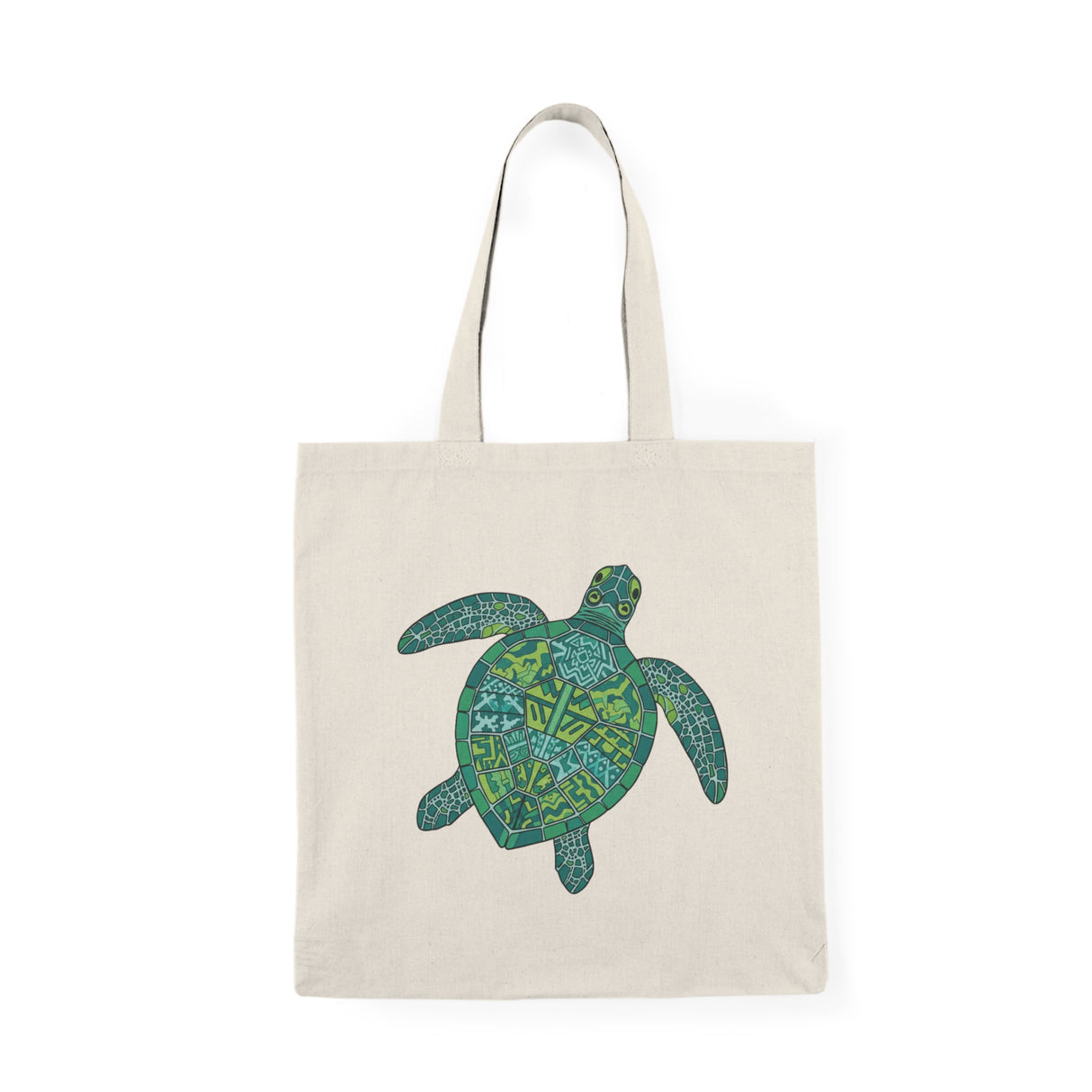 Green Tropical  Sea Turtle Eco-Friendly Cotton Tote Bag