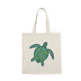 Green Tropical  Sea Turtle Eco-Friendly Cotton Tote Bag