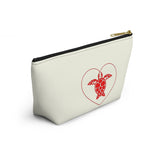 Red Heart Sea Turtle Print Accessory Pouch
