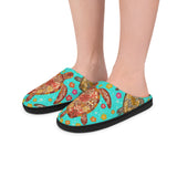 Vibrant Womens Tropical Print Sea Turtle Print Indoor Slippers
