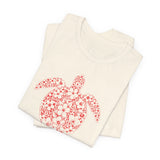 Red Tropical Flower Sea Turtle Graphic Tee - 5 Colors