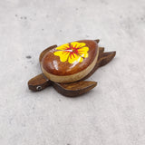Wooden Sea Turtle Magnet Yellow Hibiscus Flower (1 magnet approx. 2+ inches) Wood Sea Turtle Magnet gift for fridges cabinets doors!