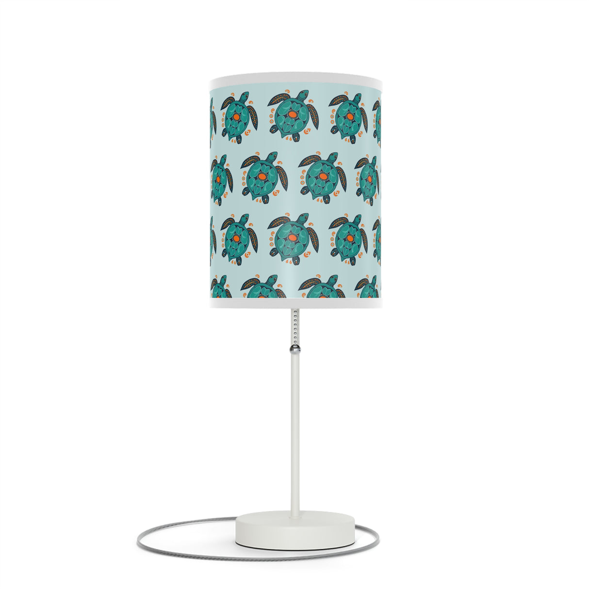 Blue Sea Turtle Pattern Table Lamp, Nightstand Light, Sea Life Decor, Beach House Accent, Kid's Room Lighting
