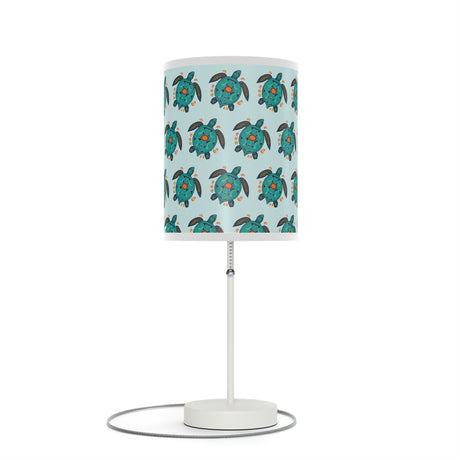 Blue Sea Turtle Pattern Table Lamp, Nightstand Light, Sea Life Decor, Beach House Accent, Kid's Room Lighting