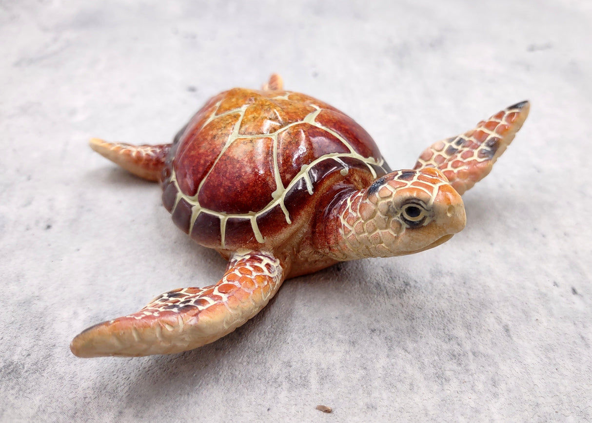 Brown Sea Turtle Figurine Painted Resin (1 turtle approx. 4 inches long) Brown Painted Resin Sea Turtle Figure for coastal home décor!