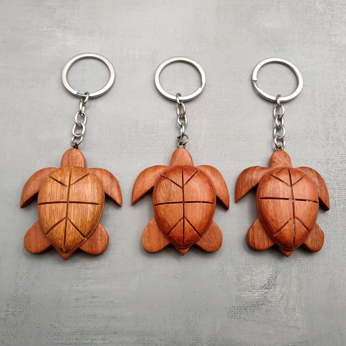 Handmade Koa Wood Sea Turtle Keychain (1 keychain approx. 2.5+ inches) Wooden Sea Turtle Keychain for gifting or decorative charm!