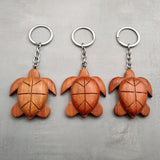 Handmade Koa Wood Sea Turtle Keychain (1 keychain approx. 2.5+ inches) Wooden Sea Turtle Keychain for gifting or decorative charm!