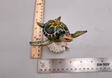 Green Sea Turtle Figurine on Coral Painted Resin (1 turtle approx. 5+ inches) Green Painted Resin Turtle Figure for coastal home décor!