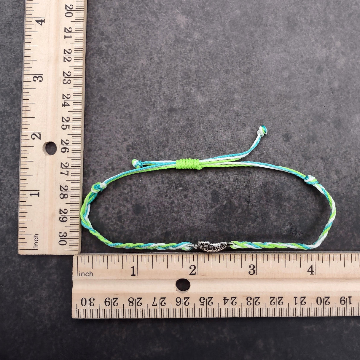 Sea Turtle Bracelet Braided Cord Teal Lime Green White (approx. 5-7+ inches AROUND) Aqua Green White String Sea Turtle Bracelet to gift!