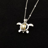 Sea Turtle Pearl Locket Necklace Kit Silver Tone (approx. 17.5+ inches AROUND) Fun Sea Turtle Pearl Pendant Necklace Jewelry Kit to gift!