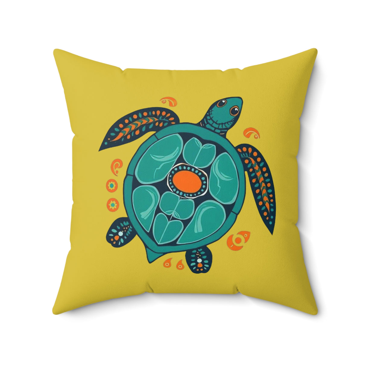 Blue Turtle Boho Sea Turtle Pillow, Faux Suede Pillow, Coastal Home Decor, Boho Accent Cushion, Beach House Accent, Sea Turtle Decor