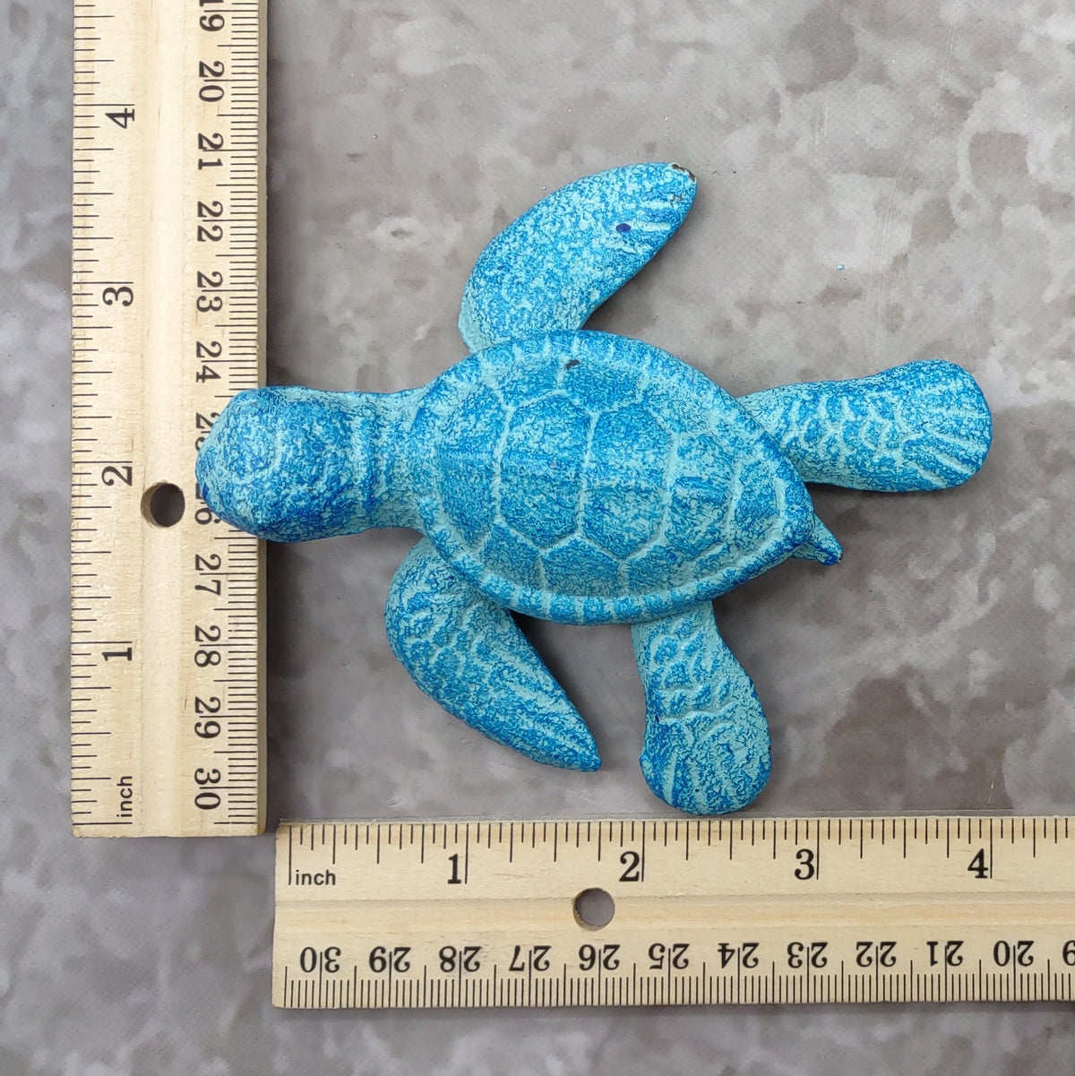 Small Metal Aqua Blue Sea Turtle Figurine (1 turtle figure approx. 3.75+ inches) Small Iron Blue Sea Turtle for coastal home decor & gifts!