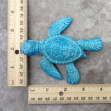 Small Metal Aqua Blue Sea Turtle Figurine (1 turtle figure approx. 3.75+ inches) Small Iron Blue Sea Turtle for coastal home decor & gifts!